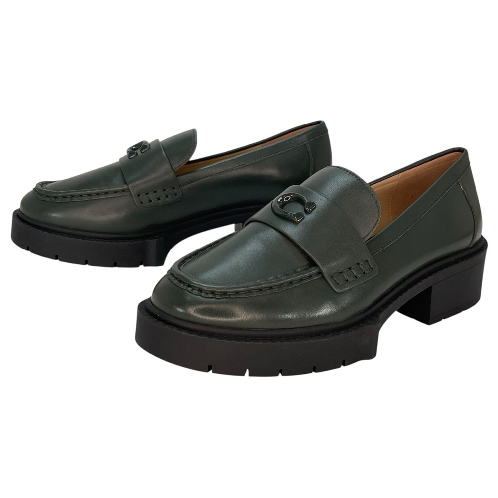 COACH Leah Amazon Green Leather Chunky Sole Womens Loafers Size 6.5B - Picture 9 of 12